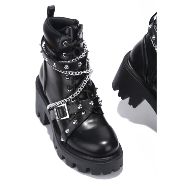 𝙇𝙖𝙨𝙩 𝙎𝙞𝙯 7 🖤Chain & Stud Buckle Lug Sole B - Picture 10 of 11